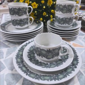 Arabia Citrus kuppi, asetti ja pullalautanen